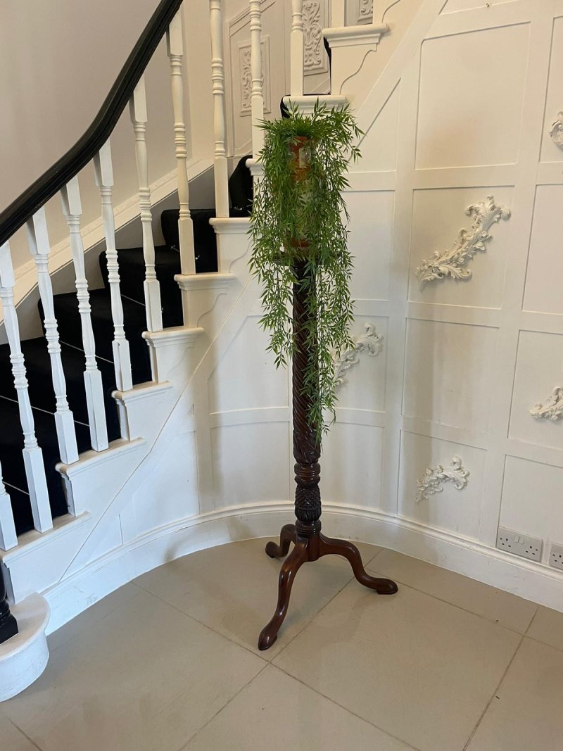 Antique Carved Mahogany Torchere/Plant Stand - Image 2